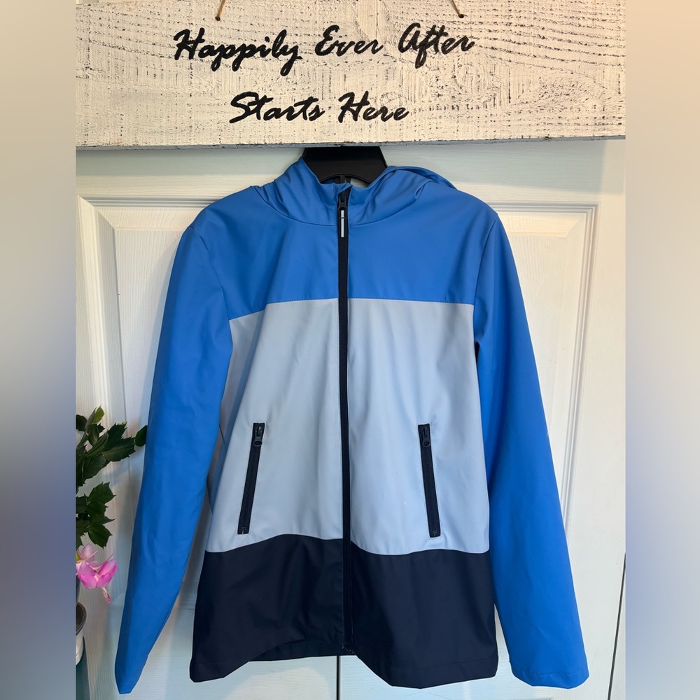 George Kids XL (14-16) Raincoat in Blue and Gray